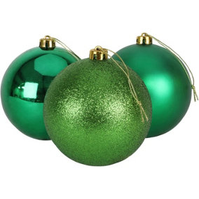 15cm/3Pcs Christmas Baubles Shatterproof Dark Green,Tree Decorations