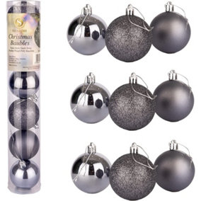 15cm/3Pcs Christmas Baubles Shatterproof Dark Grey,Tree Decorations
