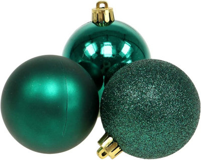 15cm/3Pcs Christmas Baubles Shatterproof Emerald Green