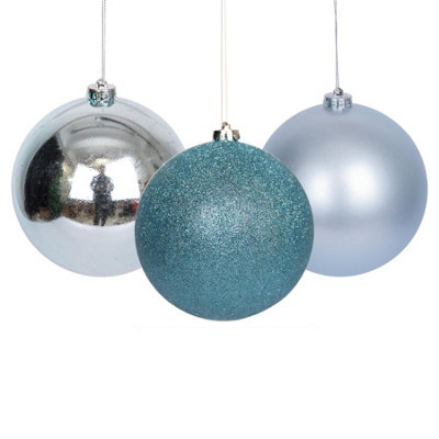 15cm/3Pcs Christmas Baubles Shatterproof Light Blue,Tree Decorations Price Comparisons | Compare The Build