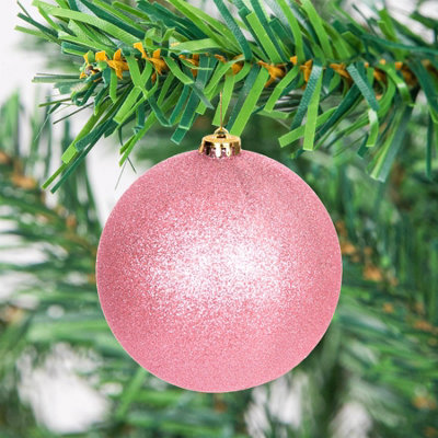 15cm/3Pcs Christmas Baubles Shatterproof Pale Pink,Tree Decorations