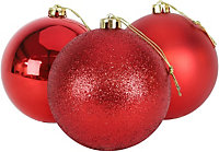 15cm/3Pcs Christmas Baubles Shatterproof Red,Tree Decorations