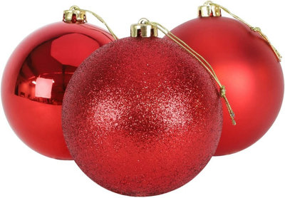15cm/3Pcs Christmas Baubles Shatterproof Red,Tree Decorations Price Comparisons | Compare The Build