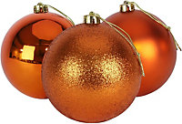 15cm/3Pcs Christmas Baubles Shatterproof Rose Gold,Tree Decorations
