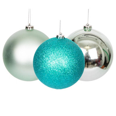 15cm/3Pcs Christmas Baubles Shatterproof Turquoise