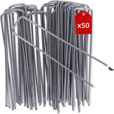 15CM 50 Pcs Galvanized Landscape Staples for Weed Barrier Fabric