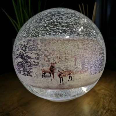 15cm Battery Operated Light up Reindeer Crackle Ball with 12 Twinkling Warm White LEDs Price Comparisons | Compare The Build