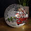15cm Battery Operated Twinkling Warm White LED Crackle Effect Ball Decoration with Santa and Friends in Car