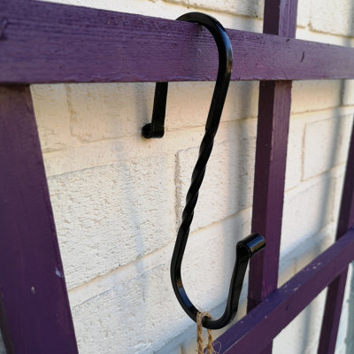 15cm Black Metal Twisted Design S Hook for Garden Wild Bird Feeders and Boxes