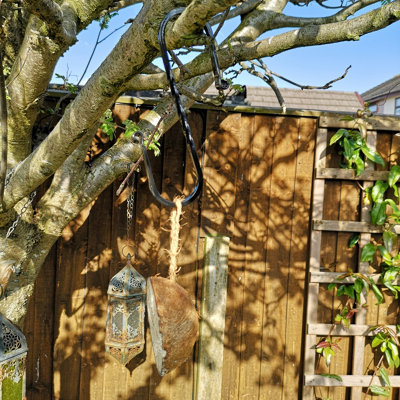 15cm Black Metal Twisted Design S Hook for Garden Wild Bird Feeders and Boxes