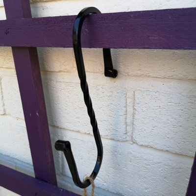 15cm Black Metal Twisted Design S Hook for Garden Wild Bird Feeders and Boxes - 4