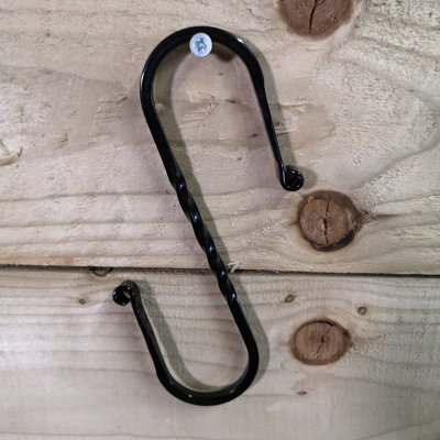 15cm Black Metal Twisted Design S Hook for Garden Wild Bird Feeders and Boxes - 5