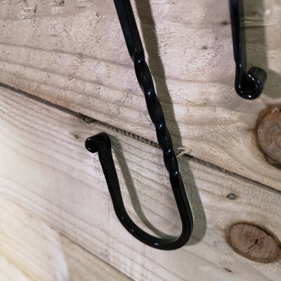 15cm Black Metal Twisted Design S Hook for Garden Wild Bird Feeders and Boxes - 6