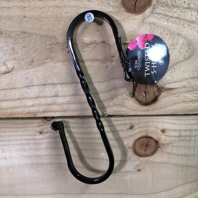 15cm Black Metal Twisted Design S Hook for Garden Wild Bird Feeders and Boxes - 7