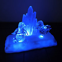 15cm Lit Acrylic Penguin Iceberg Scene Christmas Decoration with Cycling Blue LEDs