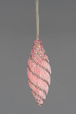 15cm Nut Shape Bauble Baby Pink - Christmas Hanging Decoration
