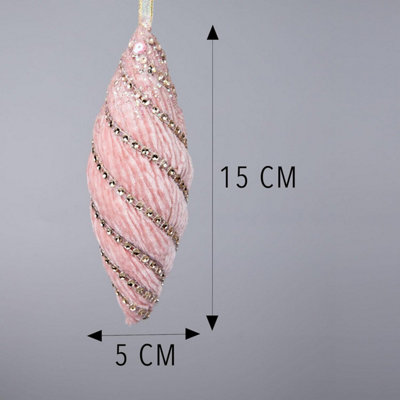 15cm Nut Shape Bauble Baby Pink - Christmas Hanging Decoration