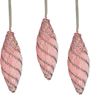 15cm Nut Shape Bauble Baby Pink - Christmas Hanging Decoration - 4