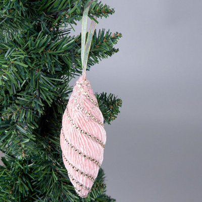 15cm Nut Shape Bauble Baby Pink - Christmas Hanging Decoration - 5