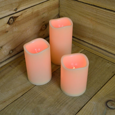 15cm Premier Set of 3 Battery Operated Multi Pastel Colour Changing LED Candles - 3