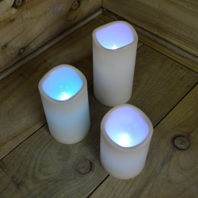 15cm Premier Set of 3 Battery Operated Multi Pastel Colour Changing LED Candles - 4