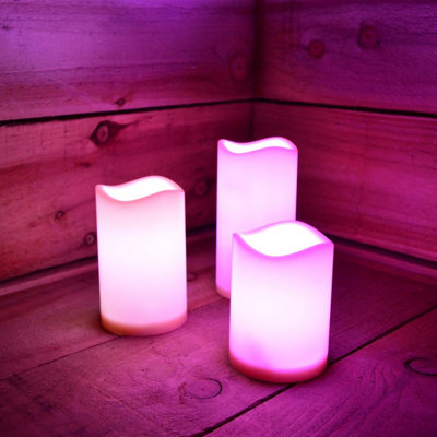 15cm Premier Set of 3 Battery Operated Multi Pastel Colour Changing LED Candles - 8