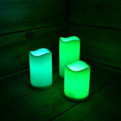 15cm Premier Set of 3 Battery Operated Multi Pastel Colour Changing LED Candles - 9