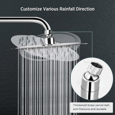 KES 9 Inch High Pressure Rain Shower Head – Fixed Ceiling Mount, Chrome, Adjustable Swivel Ball Joint, Tool-Free Install, G1/2 Fitting