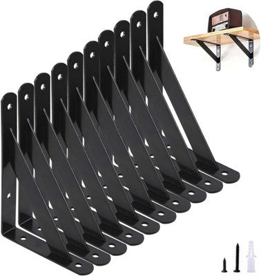 15cm Triangle Shelving Brackets - 10 Pack, 90 Degree Angle Wall Mounted ...