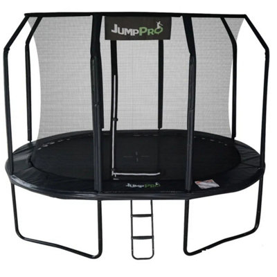 15ft x 10ft JumpPRO™ Xcel Black Oval Trampoline with Enclosure