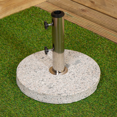 15kg Round Granite Garden Parasol / Umbrella Base Weight Stainless