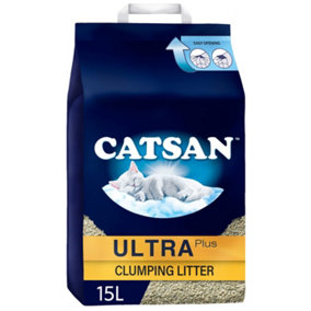 15L Catsan Ultra Clumping Odour Control Cat Litter 15 Litres (3x5L) Kitten