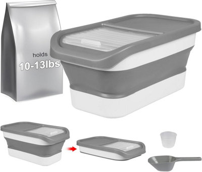15lb Collapsible Airtight Pet Food Storage Container with Measuring Cup ...
