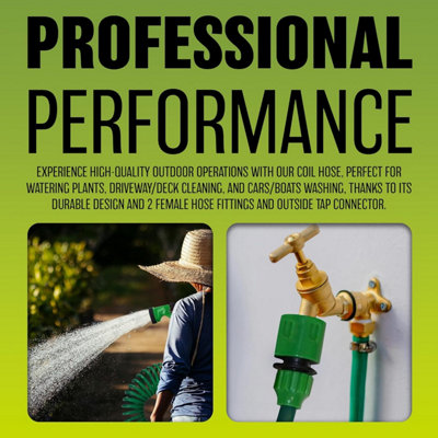 15M 50FT Retractable Coil Hose Garden Spray Gun 5 Function Pipe Reel Nozzle Tap - 5