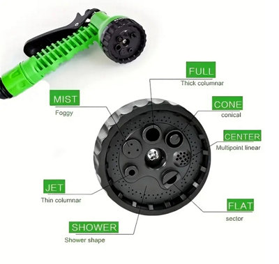 15M Expanding Garden Hose Pipe Lightweight Flexible 7 Dial Spray Gun - 7