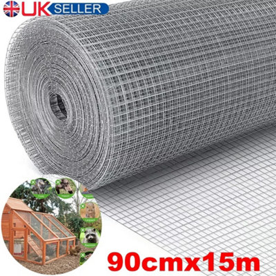 15M Galvanised Welded Wire Mesh Fence 2.5cm Grid for Chicken Coop, Pet ...