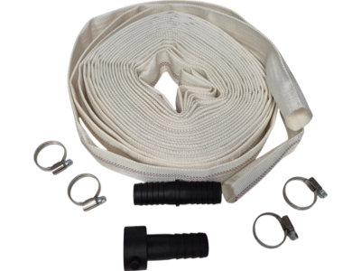 15m Lay-Flat 1" Hose Kit D - Heavy-Duty 8 bar Working Pressure, UV-Resistant, Includes Connectors and Repair Joiner