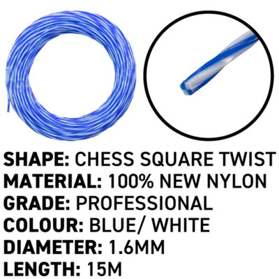 15m of 1.6mm strimmer/trimmer line,blue/white twist line gives you more ...