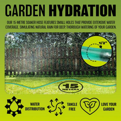 15m Soaker Hose Pipe Garden Drip Irrigation Watering Sprinkler Lawn Plants New - 4