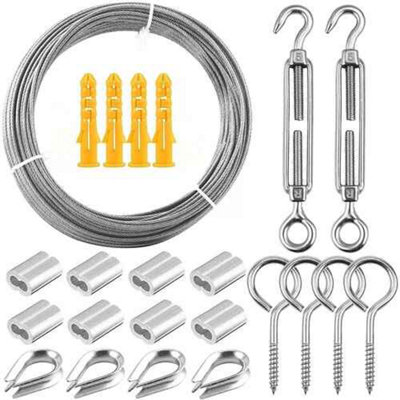 15M Stainless Steel Wire Rope Kit, Heavy Duty Garden Fence Cable Railing