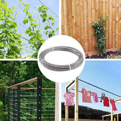 15M Stainless Steel Wire Rope Kit, Heavy Duty Garden Fence Cable Railing