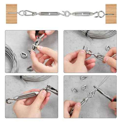 15M Stainless Steel Wire Rope Kit, Heavy Duty Garden Fence Cable Railing