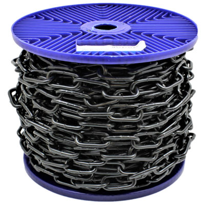 15m Steel Chain Straight Link Side Welded Black 6mm x 33mm