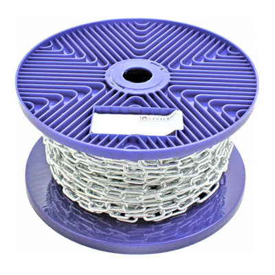 15m Steel Chain Straight Link Side Welded Zinc Plated 6mm x 24mm