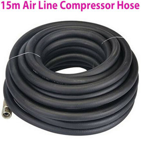 15m Strong Rubber Air Compressor Line Hose/Pipe 20Bar Pressure 6mm Nuts Tools