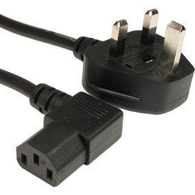 15M UK Plug to IEC Kettle Cable Lead 90 Degree Right Angled C13 Mains Power 10A