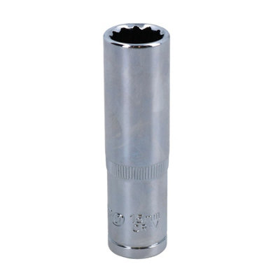 15mm 1/2in Drive Double Deep Long Reach Metric Socket 12 Point Sided Bi-hex