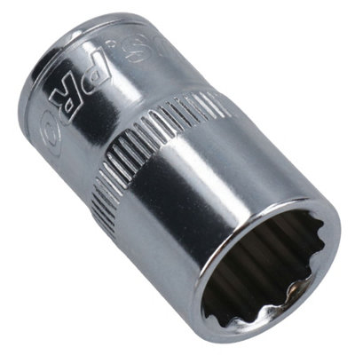 15mm 1/2in Drive Shallow Metric MM Socket 12 Sided Bi-Hex Knurled Ring