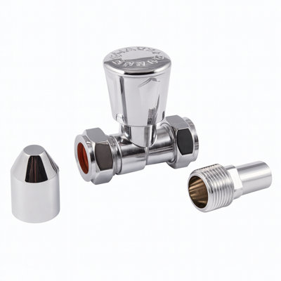 15mm All Chrome Plated Straight Radiator Valve with 15mm Nut & Tail ...