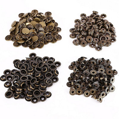 15mm Bronze 4-Part Brass Press Studs Rivet - Pack of 100
